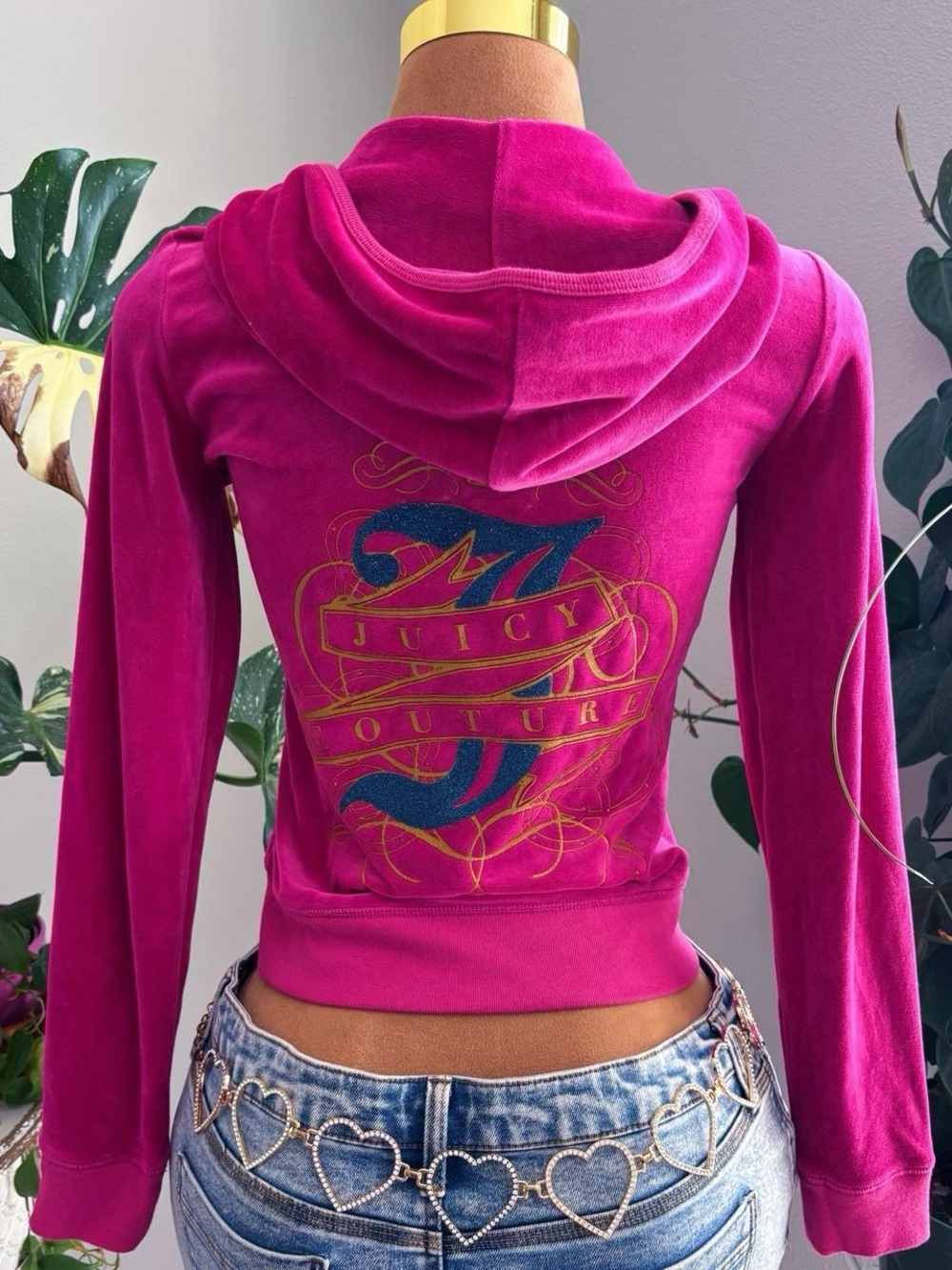 Juicy Couture 2010 Hot Pink Fitted Velour Zip Hoodie L